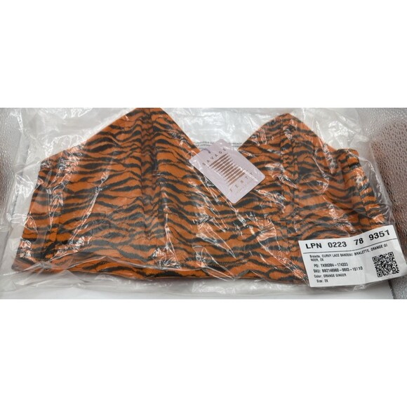 Savage X Fenty All Over Me Lace Bandeau Bralette Plus Size 3X Orange Tiger Print - Picture 3 of 4